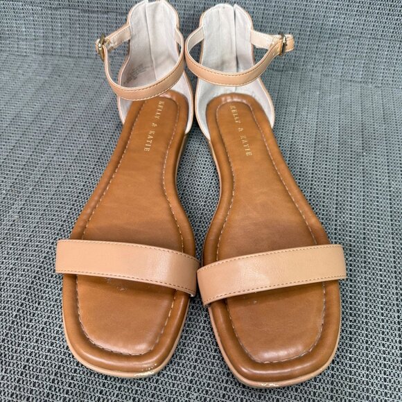 Kelly & Katie Womens Size 10M Tan Nymie Open Toe Sandals Ankle Strap Back Zipper - Picture 5 of 9
